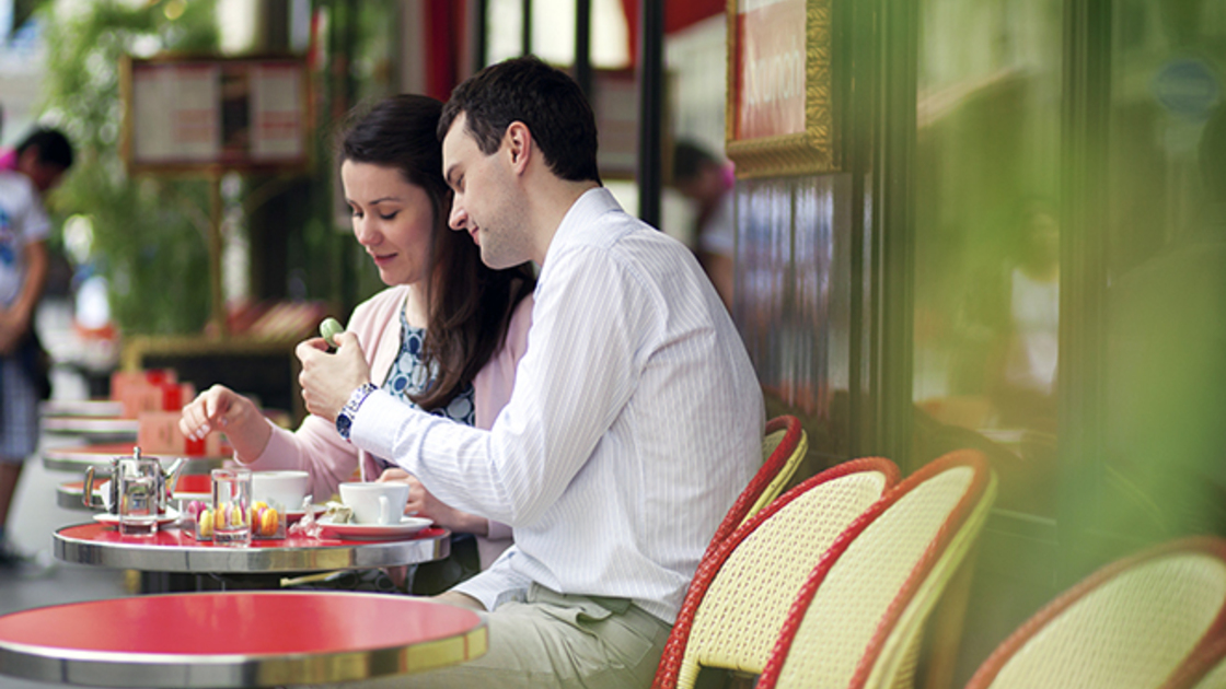 Couple eating at cafe