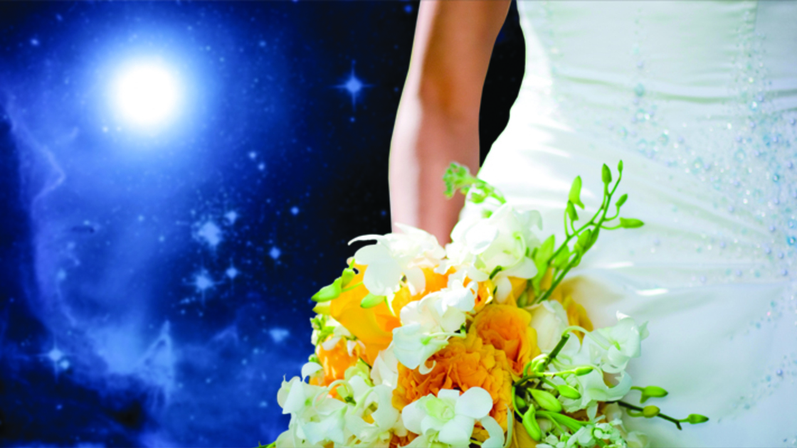 Bride with night sky background