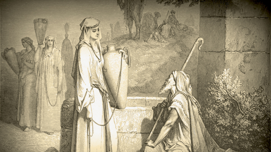 Rebekah and Eliezer at the well