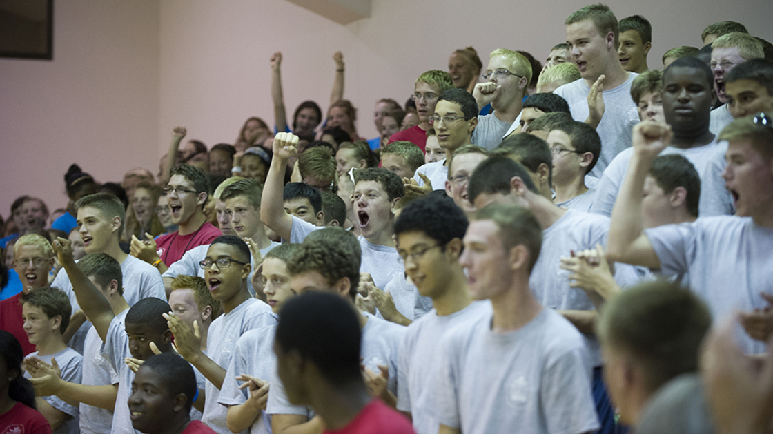 PYC Campers cheering at stick night.