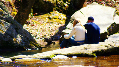 Couple in nature talking