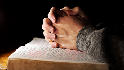 Praying Hands Man & Bible