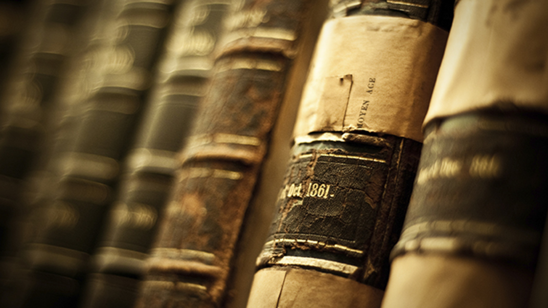 Old books on a shelf