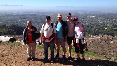 Ready to start the hike. Left to right: Jonathan Airdien, Bernard Wakelin, Neal Simpson, Henry Simpson and Tessa van Heerden.