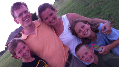 The author (orange shirt) with four people who have helped make him who he is.