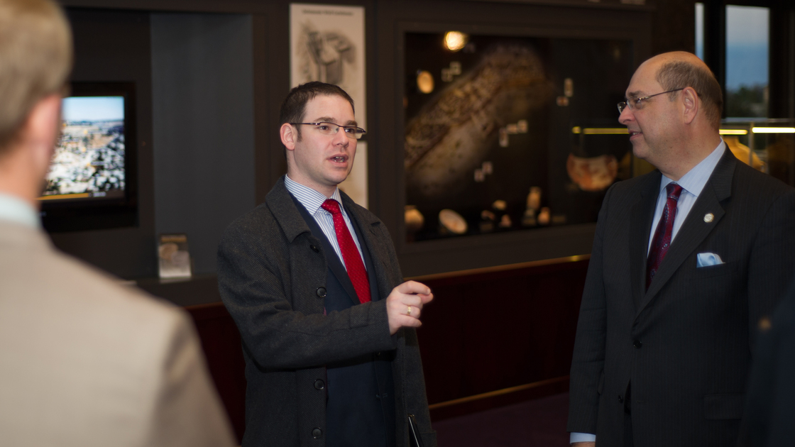 Israeli Consul visits exhibit inside of Armstrong Auditorium