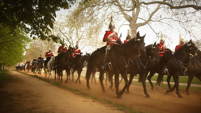 16x9(Household Calvary)
LONDON, ENGLAND - APRIL 14:  Members of The Household Cavalry take part in The Silver Stick Review in Hyde Park on April 14, 2011 in London, England. Today's rehearsal is for the review on April 21, when the Major General Commanding the Household Division determines whether the Household Cavalry is fit to perform their ceremonial duties for the Summer, including the Royal Wedding on April 29 and the Queen's Birthday Parade (Trooping the Colour) in June.  (Photo by Peter Macdiarmid/Getty Images)