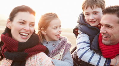 16x9(A Godly Family)
Portrait Of Family On Winter Beach