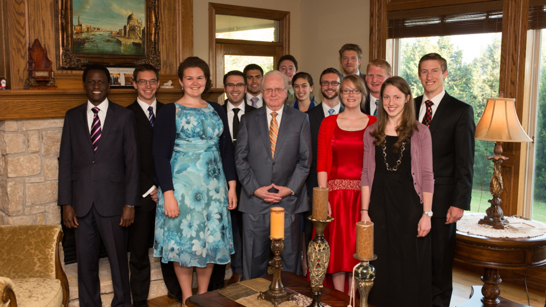 16x9(Dinner with the Chancellor) Students of Herbert W. Armstrong College share a formal dinner with college Chancellor Gerald Flurry.