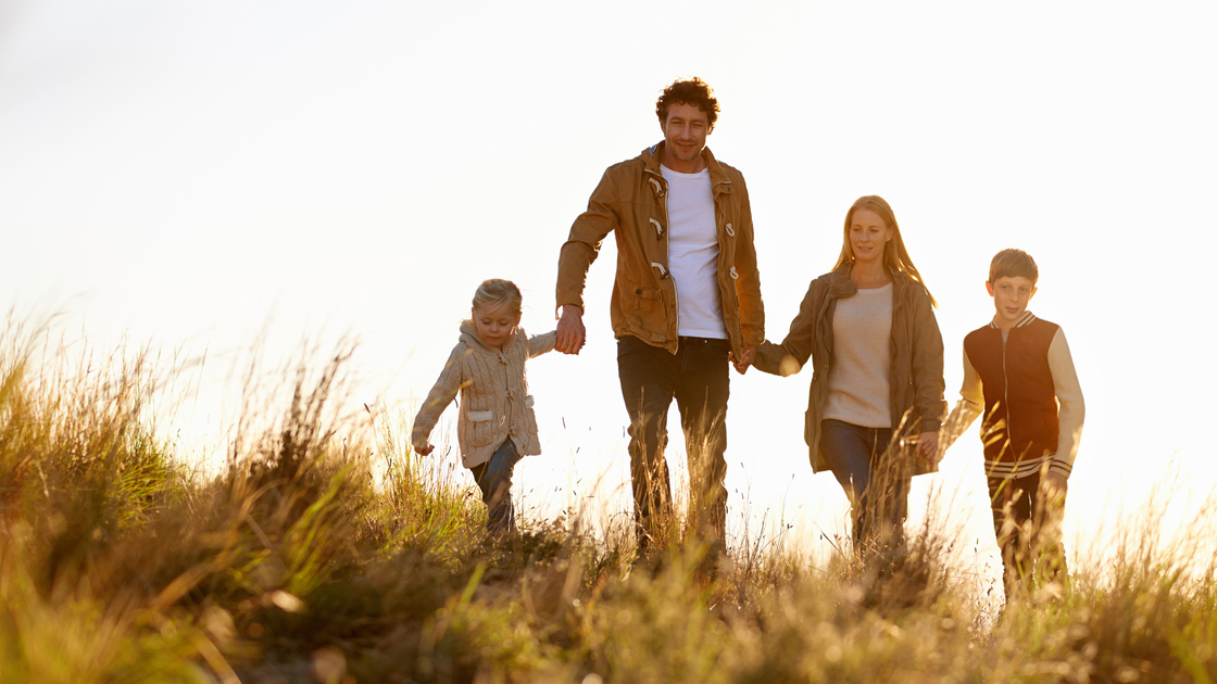 family walking together to church