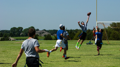 Isaiah Morrison stretches for a catch.