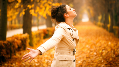 16x9 Woman Breathing Fresh Air