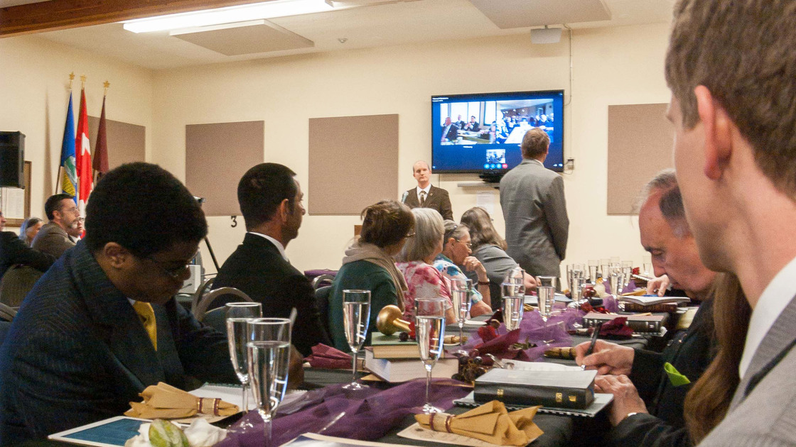 4: Eighty-one Philadelphia Church of God members in three locations from six congregations across two time zones connected online for a western Canadian Spokesman Club on May 17.