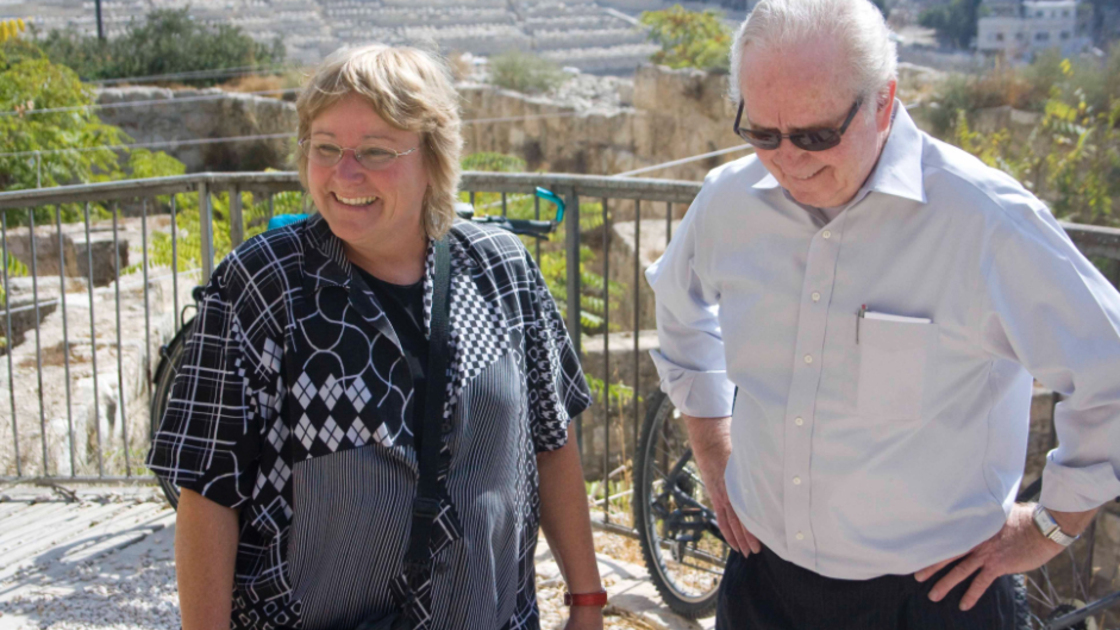 Dr. Eilat Mazar with Mr. Gerald Flurry during the 2012 Ophel excavation