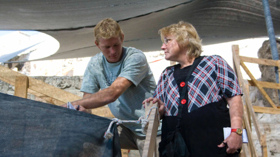 Dr. Eilat Mazar and Brent Nagtegaal at the 2012 archaeology dig on the Ophel in Jerusalem.