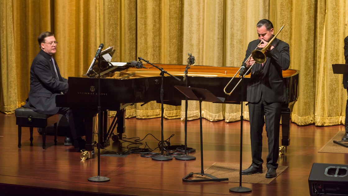 Mr. Mark Jenkins performs at Armstrong Auditorium.
