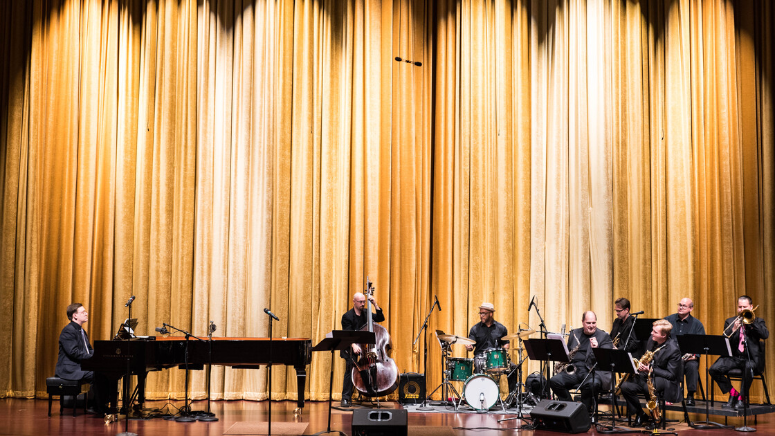 Pianist Mark Jenkins performs jazz pieces with faculty from University of Central Oklahoma at Armstrong Auditorium.