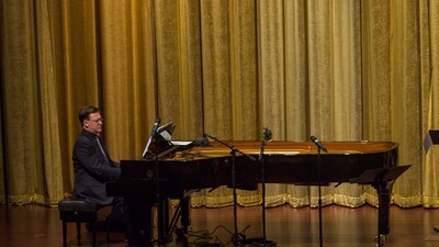 Pianist Mark Jenkins plays at Armstrong Auditorium.