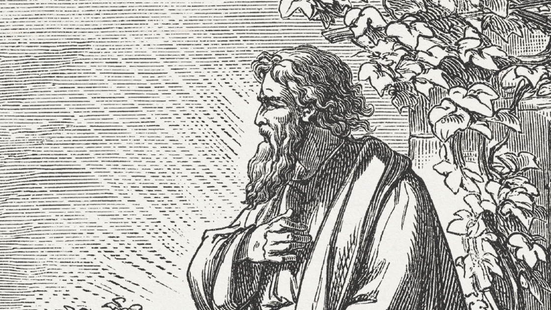 16x9(Abraham tried by fire)
Abraham got up early in the morning and went to the place where he had stood before the Lord. He looked out toward Sodom and Gomorrah and all the land of that region. As he did so, he saw the smoke rising up from the land like smoke from a furnace. (Genesis, Chapter 19, 27-28). Woodcut after a drawing by Julius Schnorr von Carolsfeld (German painter, 1794 - 1872) from the "Große Haus-Bilder-Bibel (Large House Pictures Bible)" by Dr. Martin Luther. Published by J. Ebner, Ulm (1877)