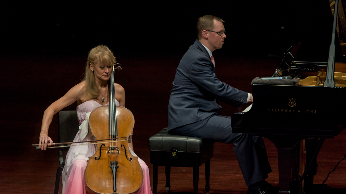 Sara Sant'Ambrogio performs at Armstrong Auditorium.