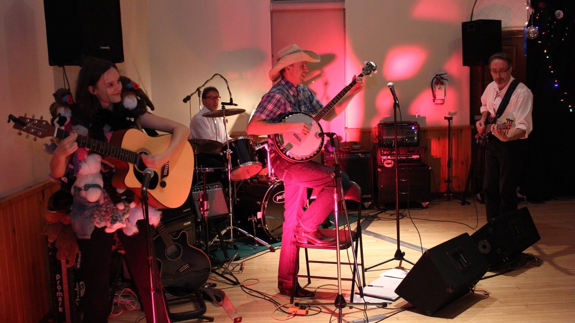 The Three Bolos became four for this number. Left to right: Summer Fuller, Michael Lauzon, James Fuller & Alain Jolin