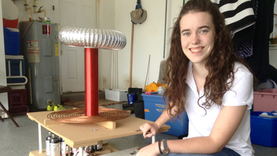 Tesla coil- Imperial Academy Senior, Julia Goddard displays her homemade tesla coil.