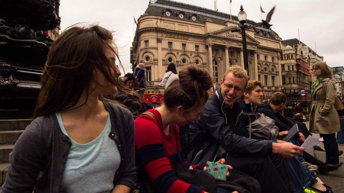 AC014.jpg Students of Herbert W. Armstrong College enjoy a field trip to London South of the college's campus in Edstone, England.