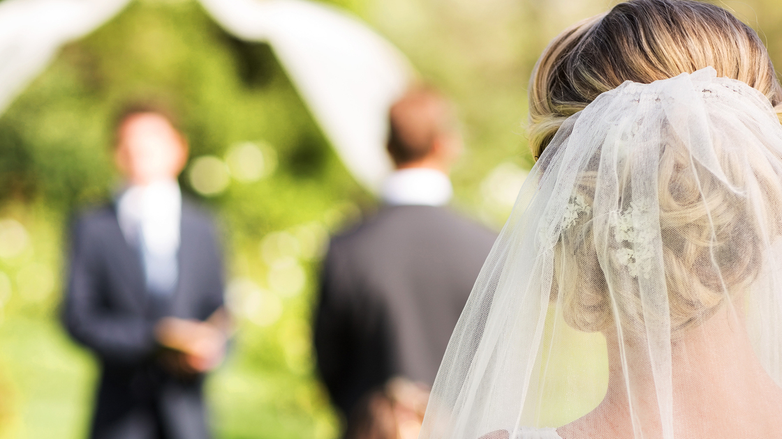 Bride walking down the aisle