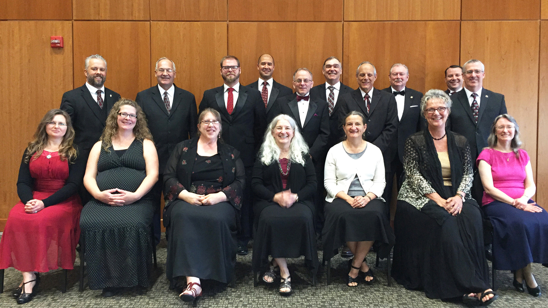 Men from left to right:  Eric Hessong, David Friestad, Eli Davison, Michael Oakleaf, James Macneill, Don King, Gerry Frederick, Mr. John Krueger, Keith Lesser, Thomas Monbrod.  Ladies from left to right:  Evie Hessong, Kelli Oakleaf, Gail Eisele, Vickie King, Cheryl Frederick, Mrs. Dawn Krueger, Teresa Monbrod.