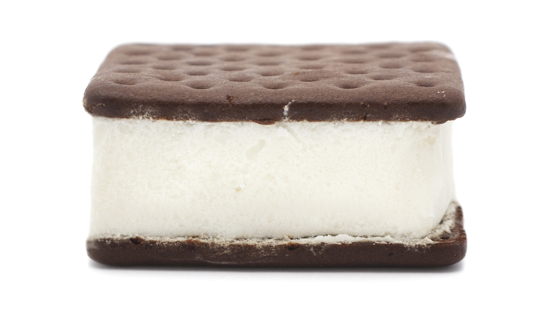 Isolated ice cream sandwich on a white background.