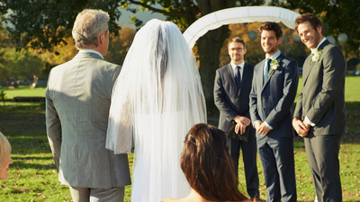 Rear view shot of a father walking his daughter down the aisle at an outdoor weddinghttp://195.154.178.81/DATA/i_collage/pu/shoots/784347.jpg