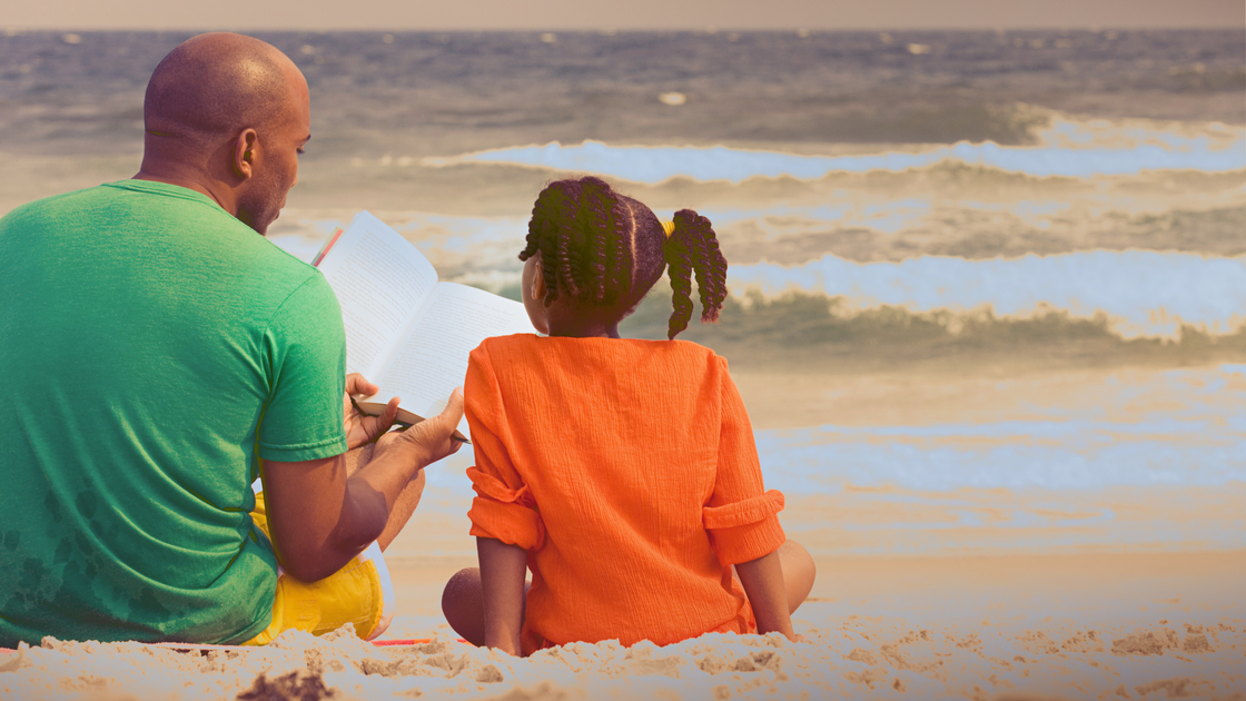 Father and daughter reading