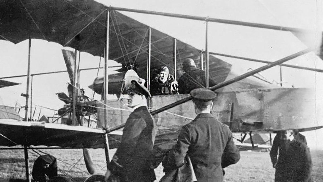 Churchill on a plane