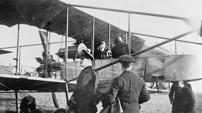 Churchill on a plane