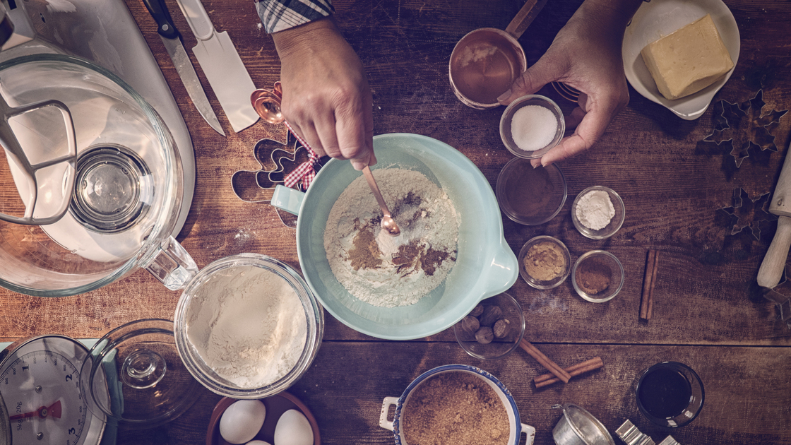 Preparing gingerbread dough for Christmas Baking