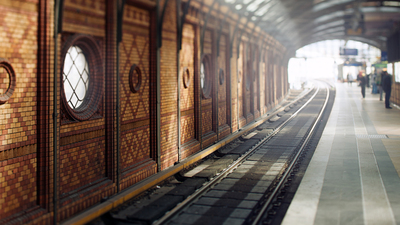 Traditional old subway station in Berlin.