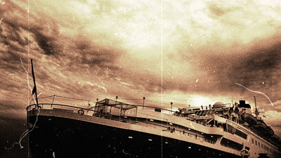 Heavy image with a large cruse ship seems to be sinking. Strong moody sky with a bit of grain making this image that much stronger.Heavy image with a large cruse ship seems to be sinking. Strong moody sky with a bit of grain making this image that much stronger.