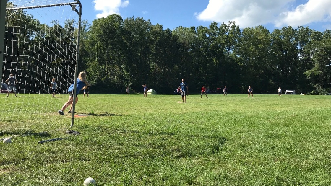 ACT Northeast Campout brethren playing softball 