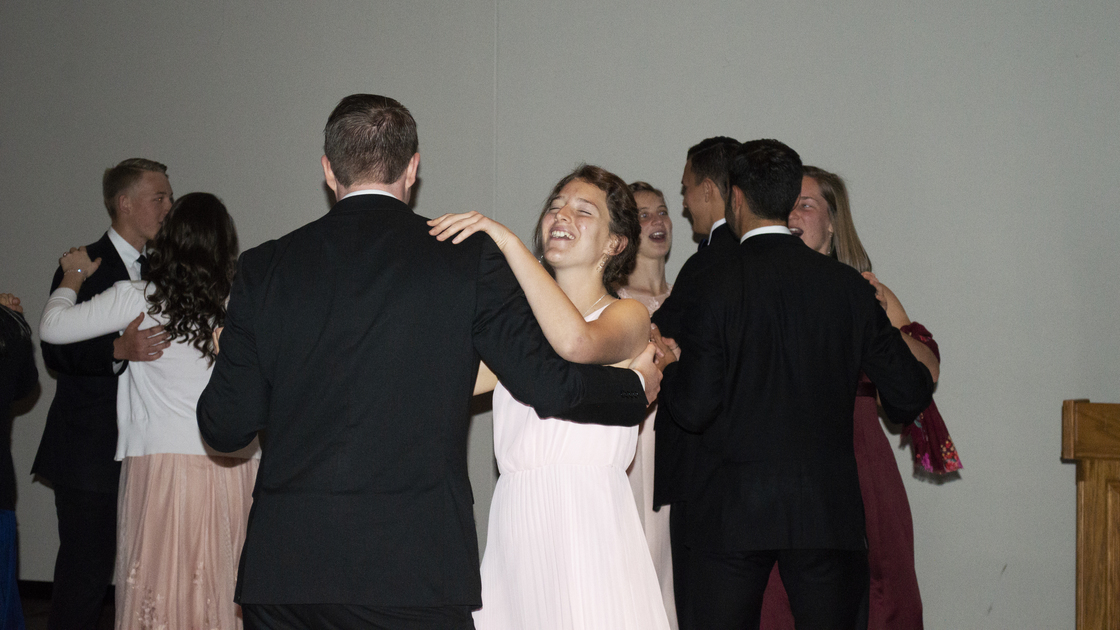 ACT Thanksgiving Ball 2018 dancing Marianna and students, laughter 16x9