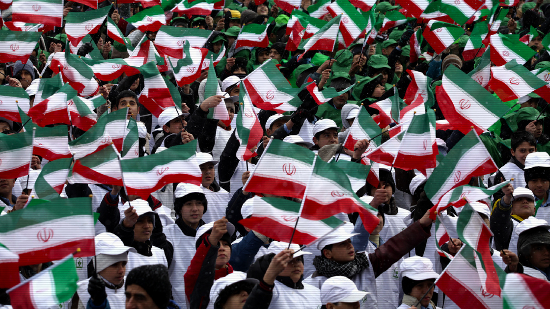 People celebrating anniversary of the Iranian Revolution in in 2014.