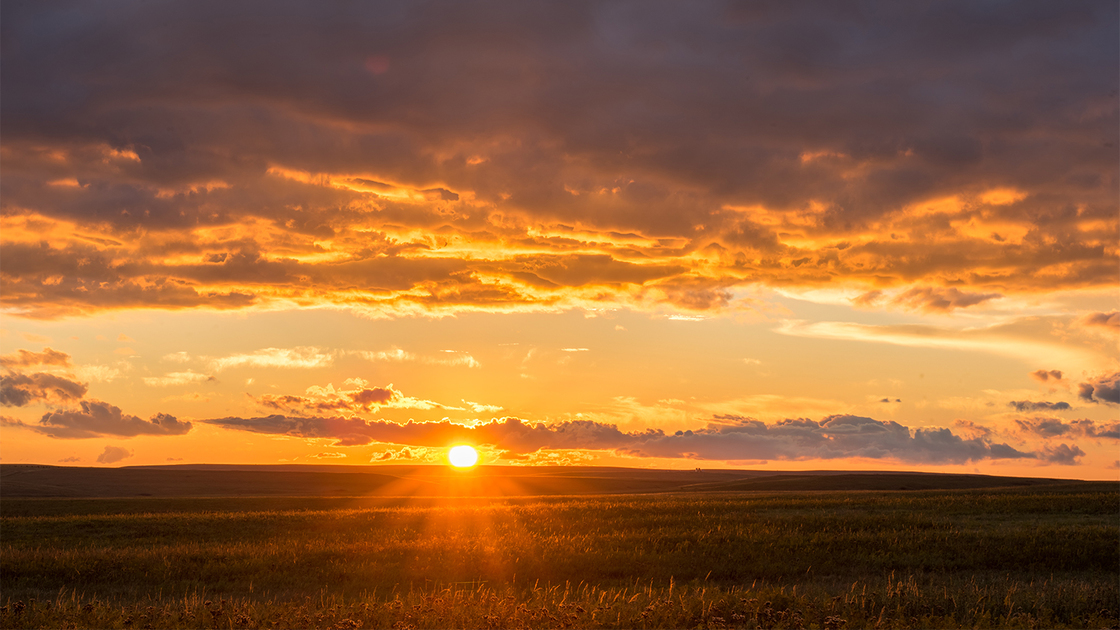 This sunset was photographed at the Tallgrass Prairie Preserve in Oklahoma in late September.