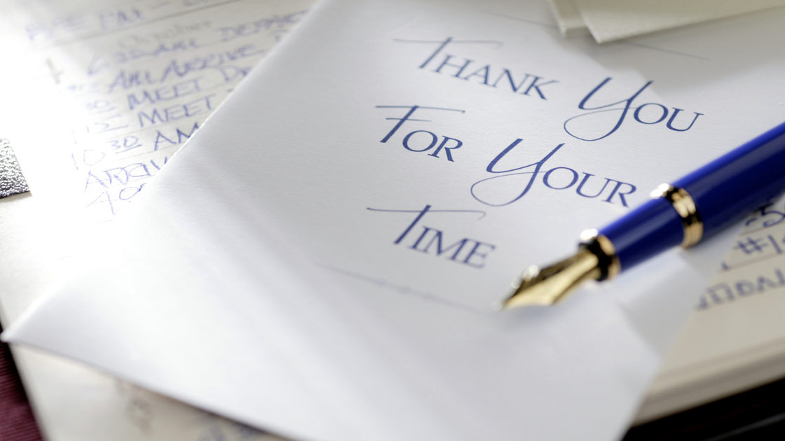A thank you note thanking someone for their time