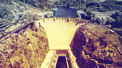 Hoover Dam on the border of Arizona and Nevada, USA.