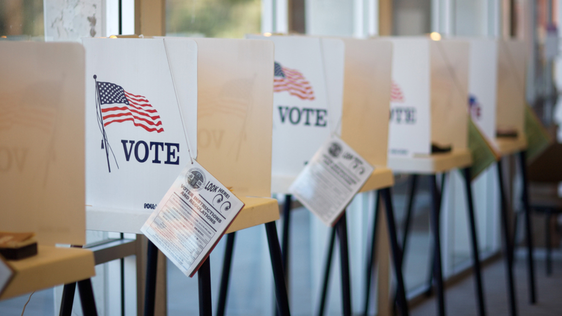 Voting booths at Hermosa Beach City Hall during California Primary