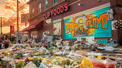 A makeshift memorial outside the store where Floyd was killed