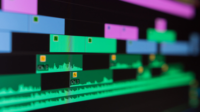 Close up of a video editing software in the screen
