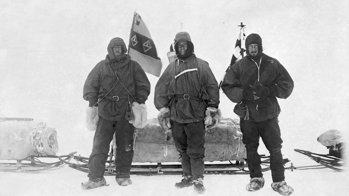 Ernest Henry Shackleton, Captain Robert Falcon Scott and Dr. Edward Adrian Wilson on the British National Antarctic Expedition (Discovery-Expedition) on November 2, 1902.