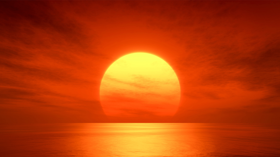 An image of a beautiful red sunset over the ocean