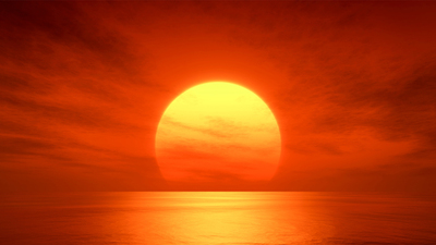An image of a beautiful red sunset over the ocean