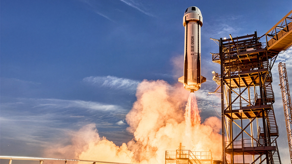Rocket launching into outer space.